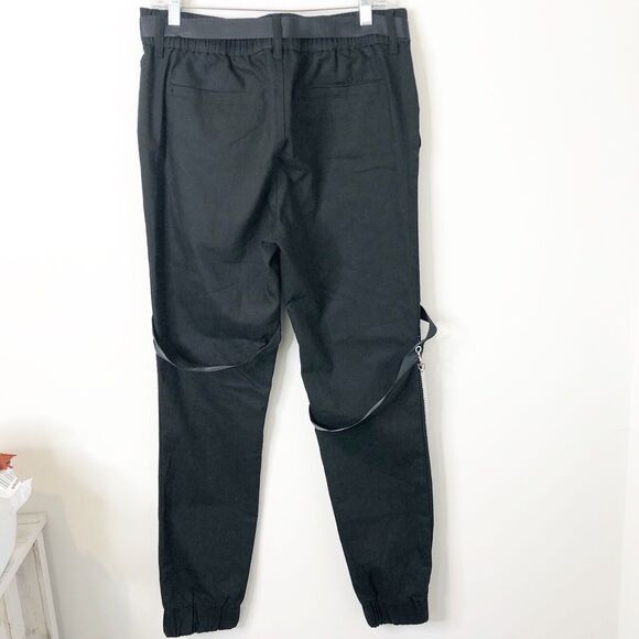 Hot Topic NWT Men's Black Twill Strap Chain Jogger Pants Size Medium 32X30.5 - Picture 8 of 12